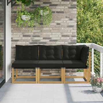vidaXL 3 st Outdoor Midden- en Hoeksalon Wit, Tuin en Terras, Tuinsets en Loungesets, Verzenden, Nieuw, 3 zitplaatsen