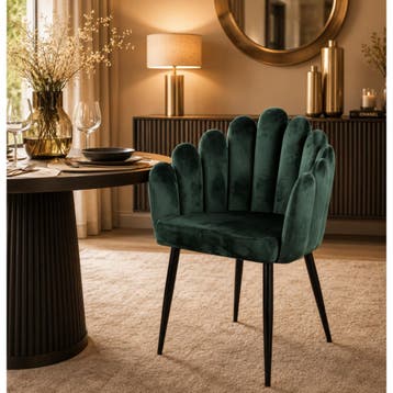 Eetkamerstoel  Velvet Groen - Armstoel Groen  - Stoel, Huis en Inrichting, Ophalen of Verzenden, Nieuw