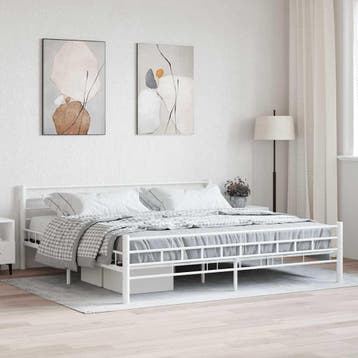 vidaXL Bedframe metaal wit 200x200 cm, Verzenden, Wit, Overige maten, 200 cm
