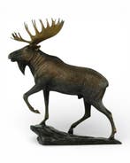 Signed - sculptuur, Majestic Moose - 26 cm - Brons