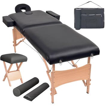 vidaXL Massagetafel- en krukset inklapbaar 2 zones 10 cm dik, Sport en Fitness, Massageproducten, Verzenden, Nieuw