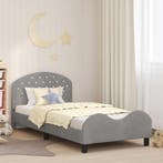 vidaXL Bedframe voor kinderen met hoofdbord Lichtgrijs 90 x, Verzenden, Nieuw, Stof