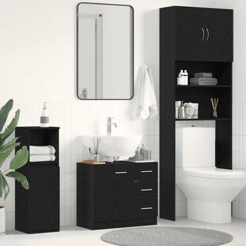 vidaXL Wastafelkast 63x30x54 cm spaanplaat zwart, Verzenden, Nieuw, Wastafelkast, Minder dan 100 cm