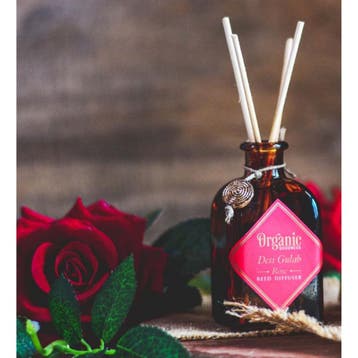 Geurstokjes Diffuser Desi Gulab Rose (in amberkleurig glas,, Ophalen of Verzenden, Nieuw
