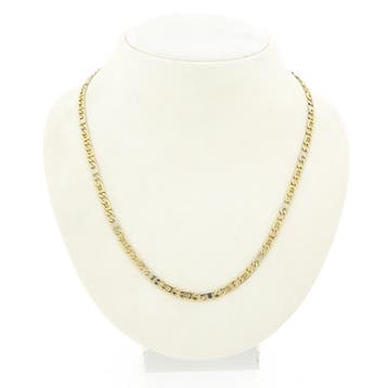 Bicolor gouden Figaro schakelketting, Ophalen of Verzenden, Gebruikt, Overige kleuren, Goud