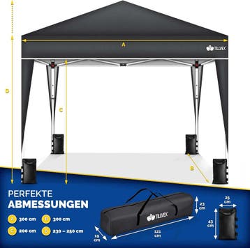 Partytent - Opvouwbaar - 3x3 m - Paviljoen - Easy up - Antra, Verzenden, Zo goed als nieuw
