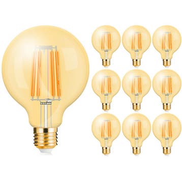 Voordeelpak 10x LED Lamp E27 Globe Filament - Brinton -, Ophalen of Verzenden, Nieuw, E27 (groot), Led-lamp