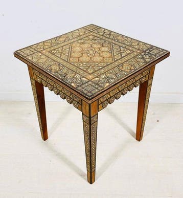 Bijzettafel - Bijzettafel met mozaïek-marquetterie en inleg