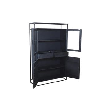 Vitrinekast Len mangohout zwart | Mokana Furniture, Huis en Inrichting, Ophalen of Verzenden, Nieuw