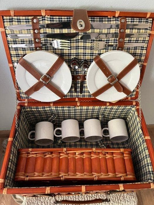 Picknickmand - Bamboe, Antiek en Kunst, Curiosa en Brocante