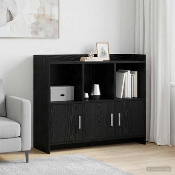 vidaXL Dressoir Zwart eiken 98,5 x 33 x 80 cm Bewerkt hout, Verzenden, Nieuw, Overige houtsoorten, Minder dan 50 cm