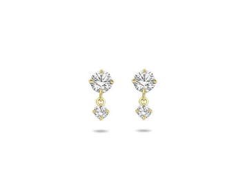Marie-Celeste Oorhangers - Zirkonia - 14k Geelgoud - 8mm x, Verzenden, Zo goed als nieuw