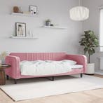 vidaXL Slaapbank 100x200 cm fluweel roze, 100 cm, Eenpersoons, Verzenden, Nieuw