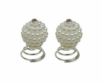 Haarspeld Curlies 1cm - Bolvorm Pareltjes Strass Steen - Wit, Nieuw