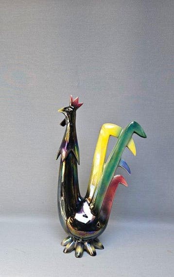 Beeld, Vintage Jema Holland Keramische Haan - 37 cm -