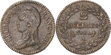 2 Décimes 1795 (an 4), Frankreich Erste Republik 1793-1804, Verzenden