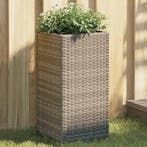 vidaXL Plantenbak 30x30x60 cm poly rattan grijs, Tuin en Terras, Verzenden, Nieuw