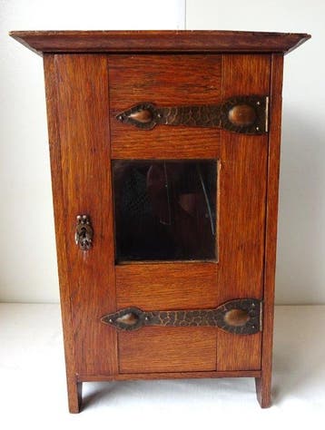 Pijpenkast - Antiek pijpenkabinet - Hout, Glas, Messing -