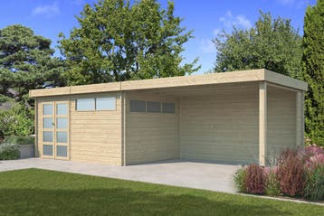 Woodlands Blokhut Modern met Overkapping 815 x 295 cm, Nieuw