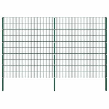 vidaXL Schuttingpaneel met palen ijzer 349x200 cm groen, Verzenden, Nieuw, IJzer, 2 meter of meer