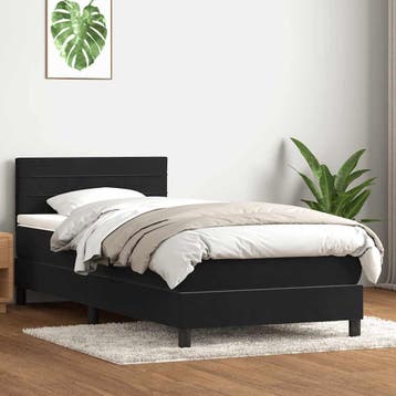 vidaXL Boxspring met matras fluweel zwart 90x210 cm, Verzenden, Nieuw, Zwart, Stof