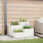 vidaXL Tuin Bloempot Wit 80 x 80 x 60 cm Staal, Verzenden, Nieuw, Metaal, 60 tot 100 cm