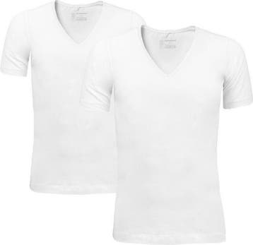 Schiesser Heren Shirt 1/2 - S - Wit - 2 pack- V Hals, Verzenden