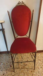 Hollywood Regency - Stoel (2) - messingfluweel - Twee, Antiek en Kunst