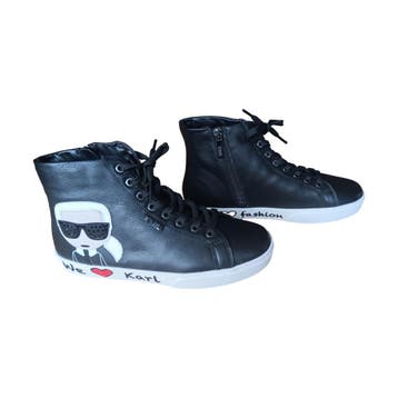 Karl Lagerfeld - hoge sneakers - Skool Karl Ikonic Hi Lace -, Ophalen of Verzenden, Nieuw