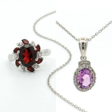 Zonder minimumprijs - 2-delige sieradenset Zilver - 5.12ct.