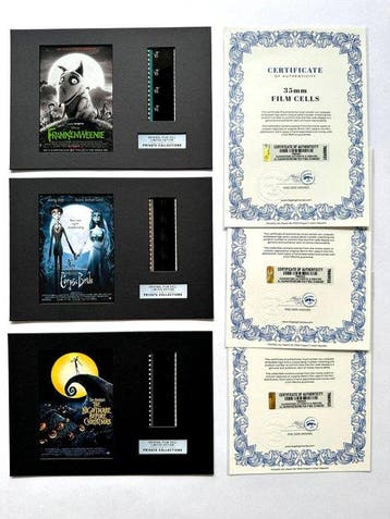 Tim Burton – Rare Set of 3 Mounted 35mm Film Cells –, Nieuw