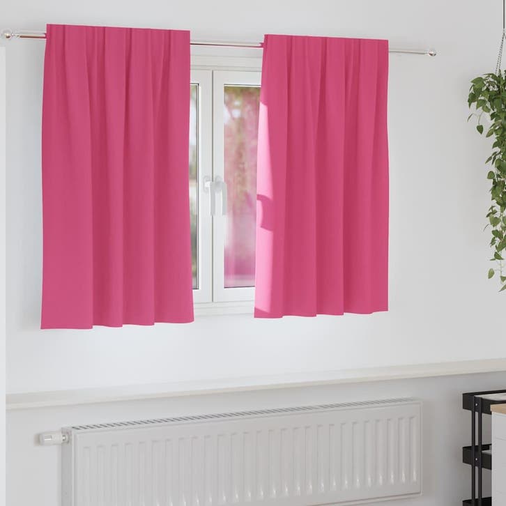 vidaXL Zwart-out Gordijnen met Ringen 2 pcs Felroze 140 x, Huis en Inrichting, Stoffering | Gordijnen en Lamellen, Nieuw, Verzenden