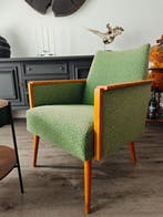 Lounge stoel - Hout, Katoen - Grüner 60s Mid-Century