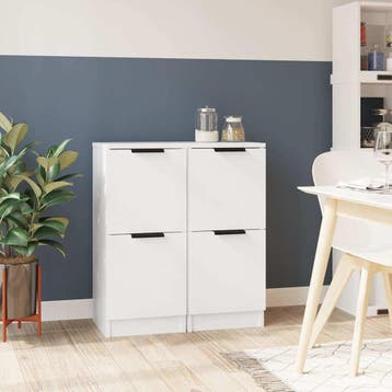 vidaXL Dressoirs 2 st 30x30x70 cm bewerkt hout wit, Verzenden, Nieuw, Overige houtsoorten, Minder dan 50 cm