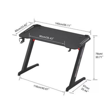 Gaming Bureau 140 cm met RGB LED – Stevig PC Bureau, Verzenden, Nieuw