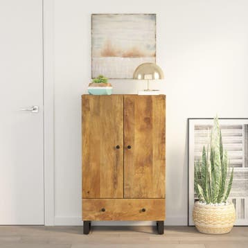 vidaXL buffetkast met lade 60x33x100 cm massief mangohout en, Verzenden, 100 tot 150 cm, Nieuw, 50 tot 100 cm