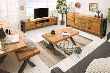 Massief dressoir THOR 200cm wilde eik geolied in industrieel, Ophalen of Verzenden, Nieuw