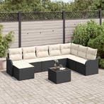 vidaXL Tuin Sofa Set 9 pcs Zwart poly rattan, Verzenden, Nieuw, Rotan