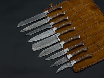Japanese Style Kitchen Knife SET With Leather BAG Included -