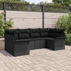 vidaXL Tuin Sofa Set met opslag 6 pcs Zwart Poly riet, Tuin en Terras, Verzenden, Nieuw, Rotan, 6 zitplaatsen