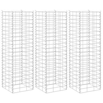 vidaXL Schanskorf plantenbakken 3 st verhoogd 30x30x100 cm, Tuin en Terras, Verzenden, Minder dan 60 cm, Nieuw, Metaal