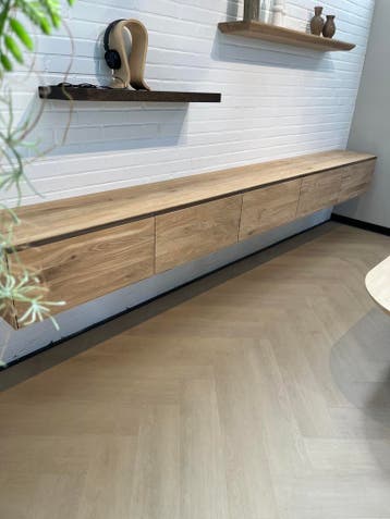massief eiken tv meubels/ kasten, Nieuw, Eikenhout, Japandi