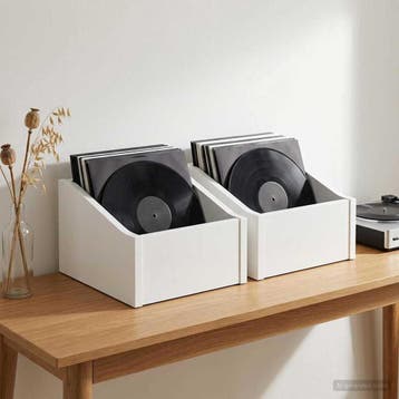 vidaXL LP Recorddoos 2 st Wit 23 x 33 x 16 cm Bewerkt hout, Verzenden, Nieuw