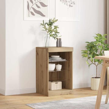 vidaXL LED Sideboard Artisan Eiken 41 x 37 x 67 cm Bewerkt, Minder dan 50 cm, Verzenden, Nieuw, Minder dan 100 cm