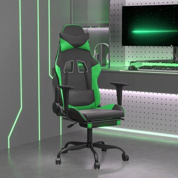 vidaXL Massage gamestoel met voetensteun kunstleer zwart en, Verzenden, Nieuw, Groen