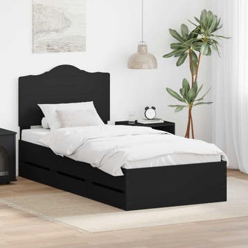 vidaXL Bedframe met lade met opslag Zwart 100 x 200 cm, Eenpersoons, Verzenden, Zwart, Nieuw