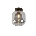 Design plafondlamp zwart met goud en smoke glas - Zuzanna, Huis en Inrichting, Lampen | Plafondlampen, Verzenden, Nieuw, Glas