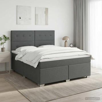 vidaXL Boxspringbed met matras Donkergrijs 140 x 190 cm Stof, Verzenden, Nieuw, Tweepersoons