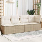vidaXL Tuinbank 4-zits met kussens poly rattan beige, Verzenden, Nieuw, Rotan