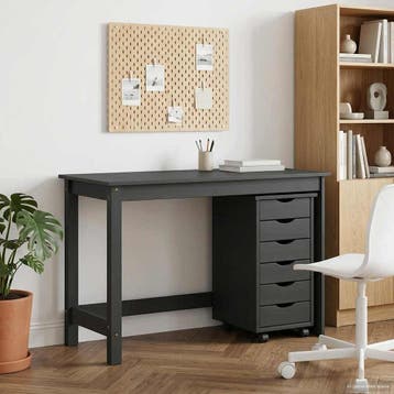 vidaXL Bureau en rollende kast set MOSS 2 st Grijs, Verzenden, Nieuw